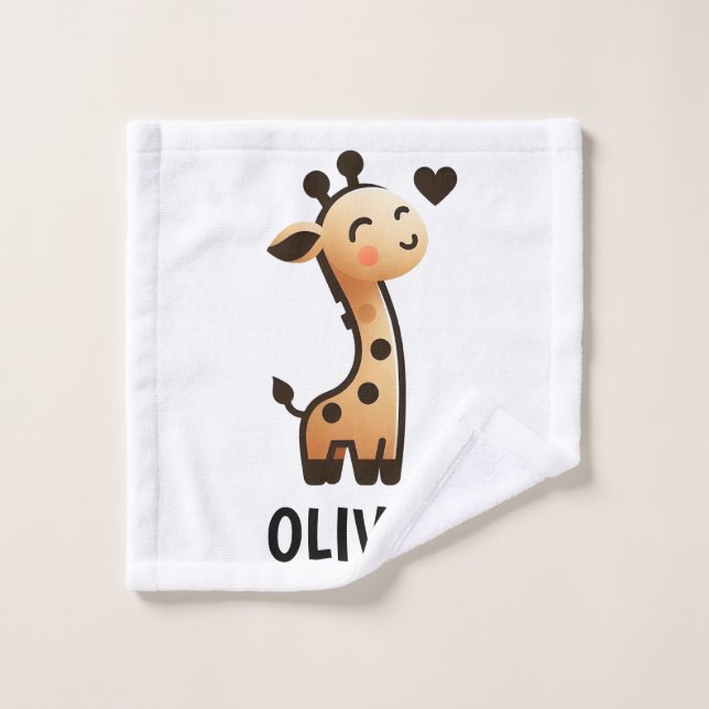 Cute Sleek Giraffe Personalized Wash Cloth (Wash Cloth)