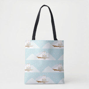 Cute Sleep Snow Owl Tote Bag