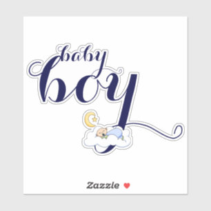 Cute sleeping baby boy navy blue typography