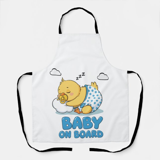 Cute Sleeping Baby Chick 'Baby on Board' Car Sign Apron (Front)