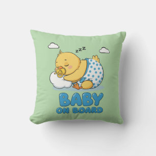 Cute Sleeping Baby Chick 'Baby on Board' Car Sign Throw Pillow