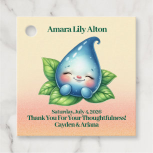 Cute Sleeping Baby Dewdrop Baby Shower Favour Tags