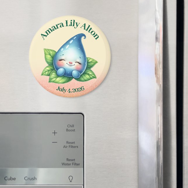 Cute Sleeping Baby Dewdrop Baby Shower Magnet (In Situ (Fridge))