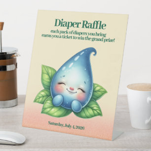Cute Sleeping Baby Dewdrop Diaper Raffle Sign