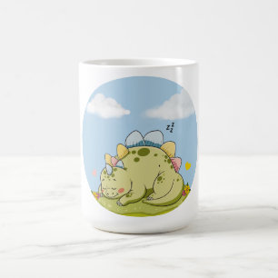 Cute Sleeping Baby Dinosaur Pastel Mug