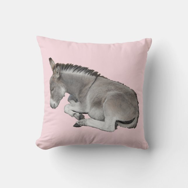 Cute sleeping baby donkey foals throw pillow (Front)