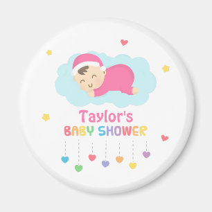 Cute Sleeping Baby Girl Shower Party Favours Magnet