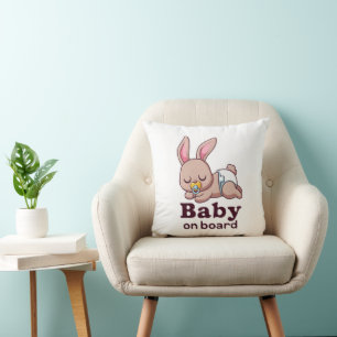 Cute Sleeping Baby Monkey "Baby on Board" Car Throw Pillow