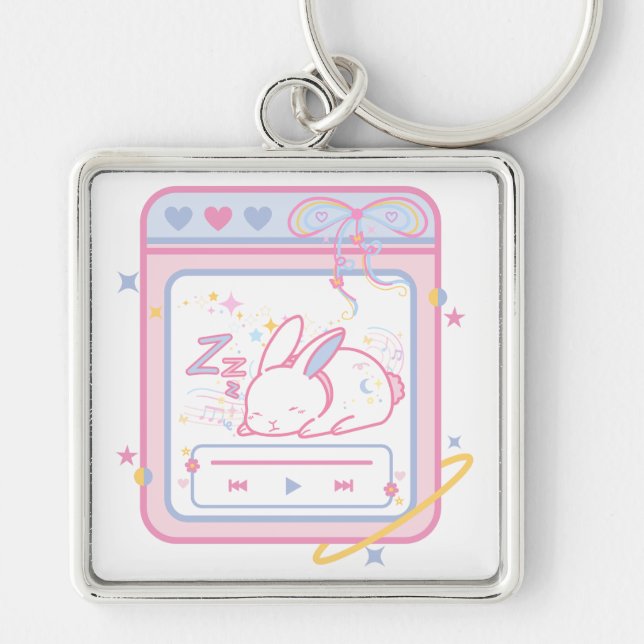 Cute Sleeping Bunny Keychain (Front)