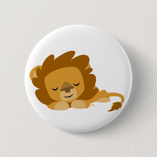 Cute Sleeping Cartoon Lion 2 Inch Round Button (Front)