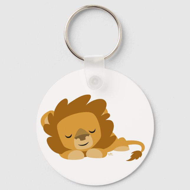 Cute Sleeping Cartoon Lion Keychain (Front)