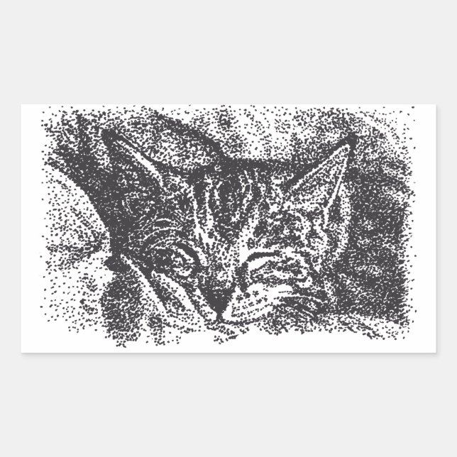 Cute Sleeping Cat Drawing Sticker (Front)