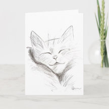 Cute Sleeping Cat Greeting Card