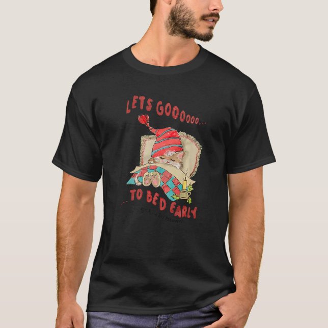 Cute Sleeping Cat Lets Go To Bed Early Cat Mom Pre T-Shirt (Front)
