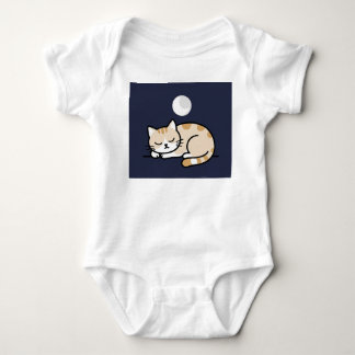 Cute Sleeping Cat Moon Baby Bodysuit
