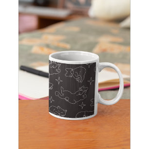 Cute Sleeping Cat Pattern Cozy Night Theme Coffee Mug