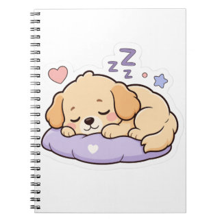 Cute Sleeping Dog Sticker – Kawaii Pastel Puppy  Notebook