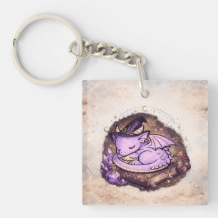 Cute Sleeping Dragon Witchy Keychain