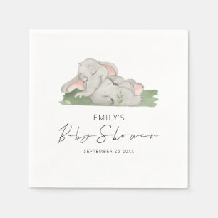 Cute Sleeping Elephant Baby Shower Napkin