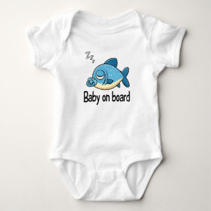 Cute Sleeping Fish with Pacifier Baby on Board Bodysuit