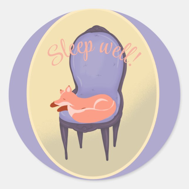 Cute Sleeping Fox personalized Classic Round Sticker (Front)