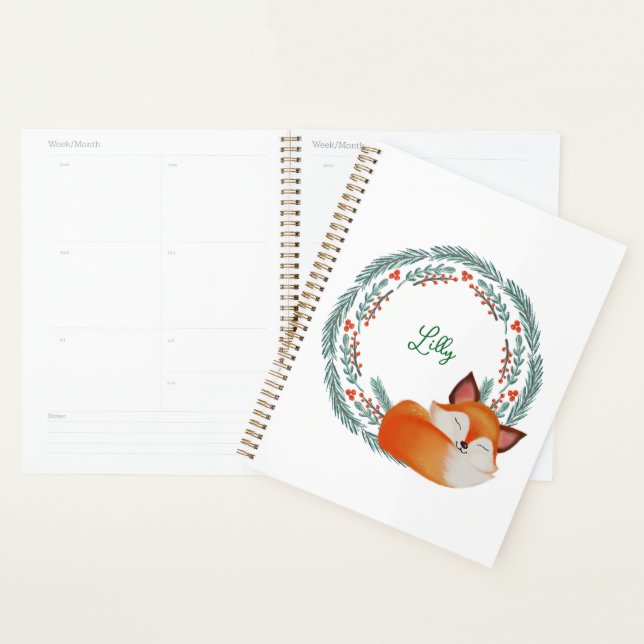 Cute Sleeping Fox Personalized  Planner (Display)