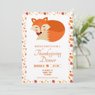 Cute Sleeping Fox Thanksgiving Dinner Invitation