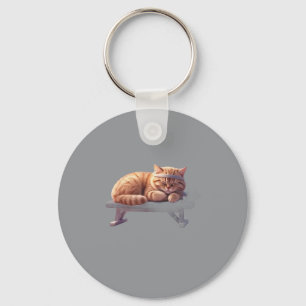 Cute Sleeping Ginger Cat Art Keychain
