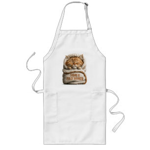 Cute Sleeping Ginger Kitten Swaddled in Blanket  Long Apron