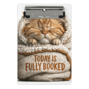 Cute Sleeping Ginger Kitten Swaddled in Blanket Mini Clipboard