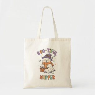 Cute Sleeping Halloween Witch Napper Ghost Tote Bag