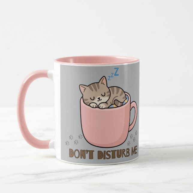 Cute Sleeping Kitten in Teacup Mug (Left)