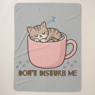 Cute Sleeping Kitten in Teacup Throw Blanket