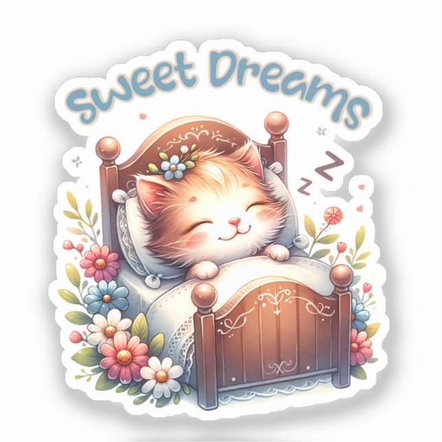 Cute sleeping Kitten Sweet dreams Nursery decor (Front)