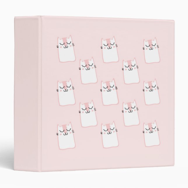 Cute Sleeping Kitty Cat Pattern Binder (Front/Spine)