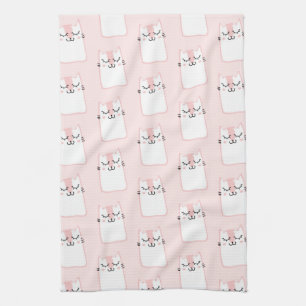 Cute Sleeping Kitty Cat Pattern Kitchen Towel