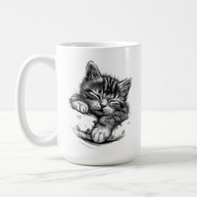Cute Sleeping Kitty Coffee Mug (Left)
