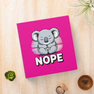 Cute Sleeping Koala “Nope” Funny Cartoon Binder