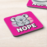 Cute Sleeping Koala “Nope” Funny Cartoon Coaster<br><div class="desc">This cute sleeping koala with the funny word “Nope” creates a playful and relatable design that many people will love. The adorable kawaii-style koala sits peacefully with closed eyes, giving a calm but humorous vibe that perfectly matches the bold “Nope” message. Perfect for animal lovers, koala fans, and anyone who...</div>