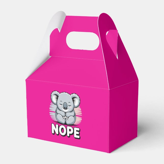 Cute Sleeping Koala “Nope” Funny Cartoon Favor Box (Front Side)