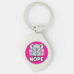Cute Sleeping Koala “Nope” Funny Cartoon Keychain