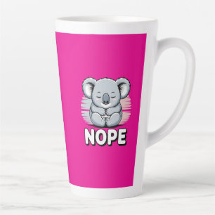 Cute Sleeping Koala “Nope” Funny Cartoon Latte Mug
