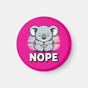 Cute Sleeping Koala “Nope” Funny Cartoon Magnet