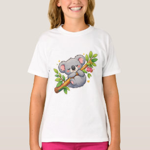 Cute Sleeping Koala on Eucalyptus Branch Kawaii  T-Shirt
