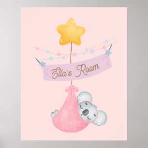 Cute sleeping koala personalized wall art