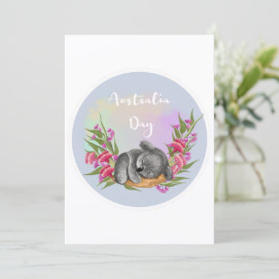 Cute Sleeping Koala Watercolor Australia Day Greet Invitation