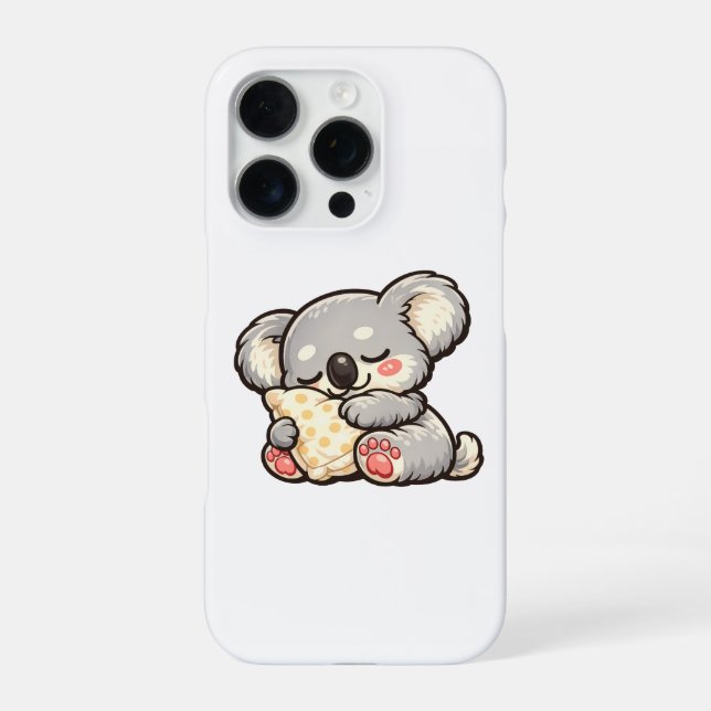 Cute Sleeping Koala with Pillow iPhone Case (Back)