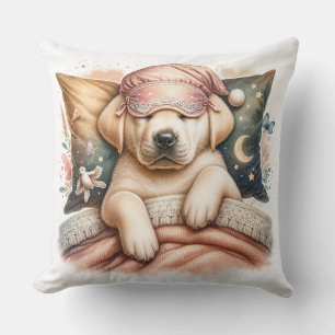 Cute Sleeping Labrador Dog Throw Pillow