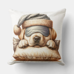 Cute Sleeping Labrador Dog Throw Pillow
