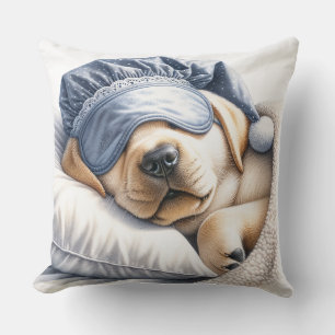 Cute Sleeping Labrador Dog Throw Pillow